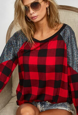 Cindy Checkered Long Sleeve w/ Sequins