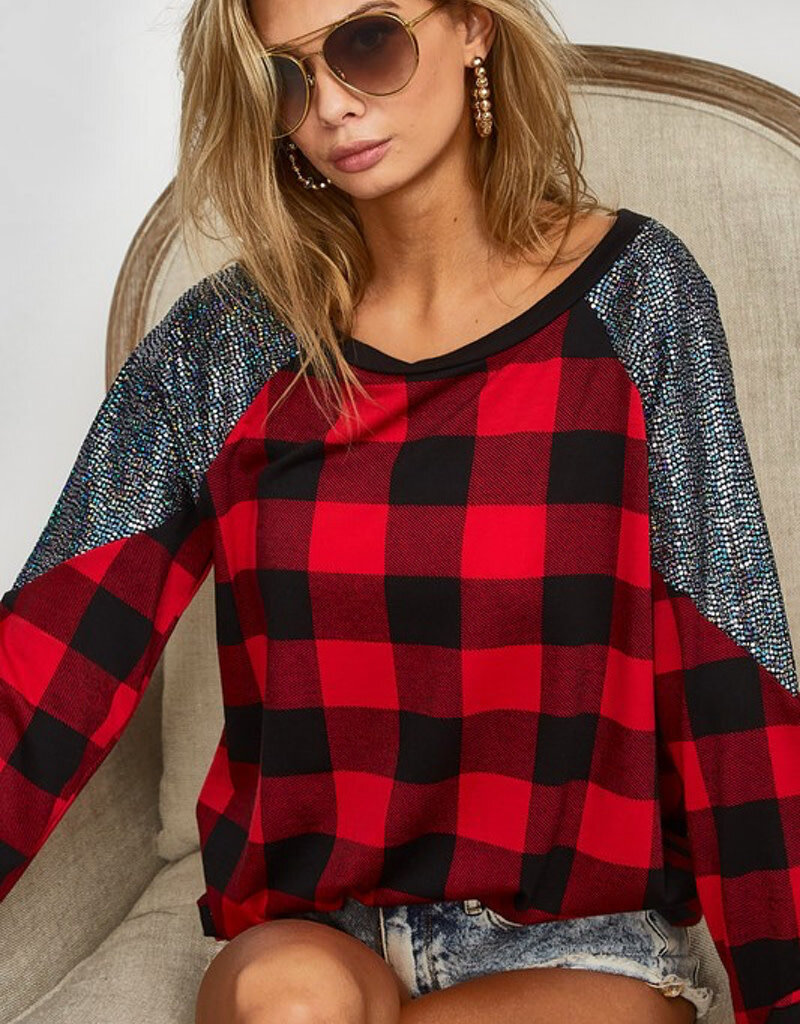 Cindy Checkered Long Sleeve w/ Sequins