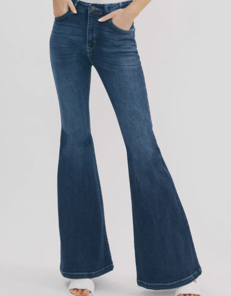 Arizona High Rise Super Flare Jeans - Dark - Boutique 23