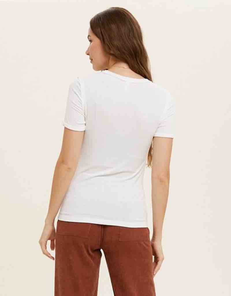Basic Knit T-Shirt With Raw Edge - Ivory