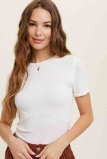 Basic Knit T-Shirt With Raw Edge - Ivory