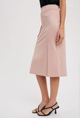 High Rise Midi Slit Line Skirt - Dusty Pink