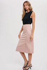 High Rise Midi Slit Line Skirt - Dusty Pink