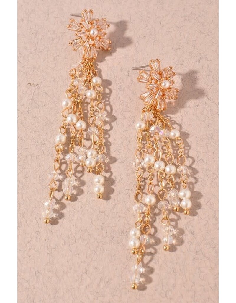 Crystal Flower Drop Earrings