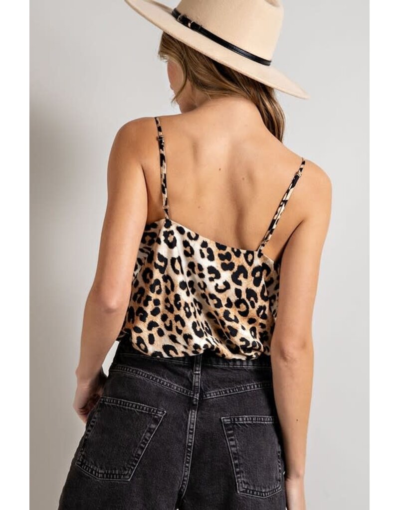 Leopard Print Cowl Neck Bodysuit