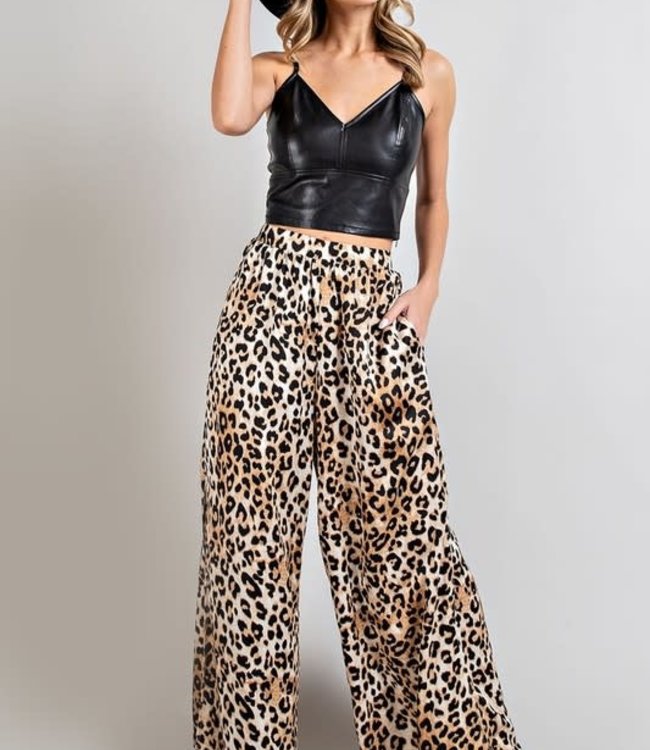 Animal Print Wide Slit Pants