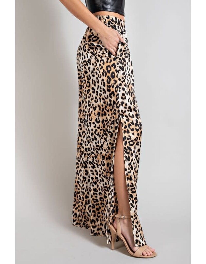 Animal Print Wide Slit Pants