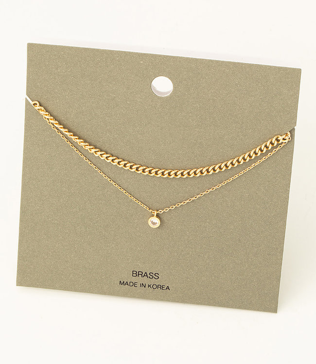 Dainty Double Layered Stud Charm Necklace