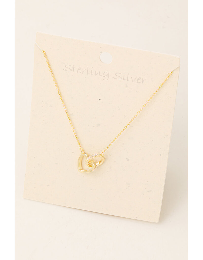 Sterling Silver Heart Ring Link Necklace