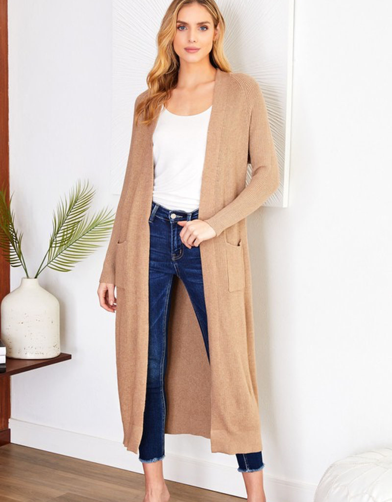 Nicole Ribbed Duster - Camel - Boutique 23