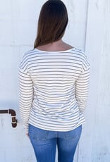 Basic Striped V Neck Long Sleeve