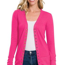 Snap Cardigan Full Sleeve - Hot Pink