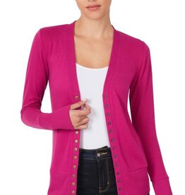 Snap Cardigan Full Sleeve - Magenta