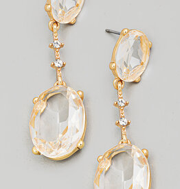 Oval Crystal Drop Earrings