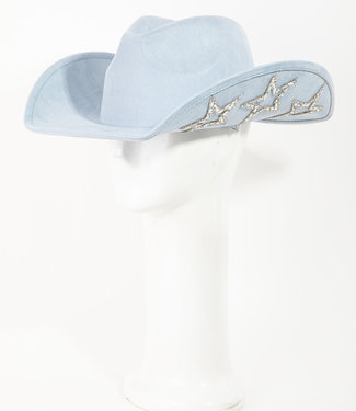 Fame Accessories Chambray Rhinestone Stud Cowboy Hat at Dry Goods