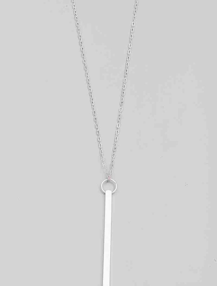 Metallic Bar Pendant Long Necklace