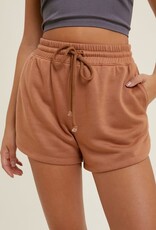 French Terry Dolphin Hem Shorts - Clay