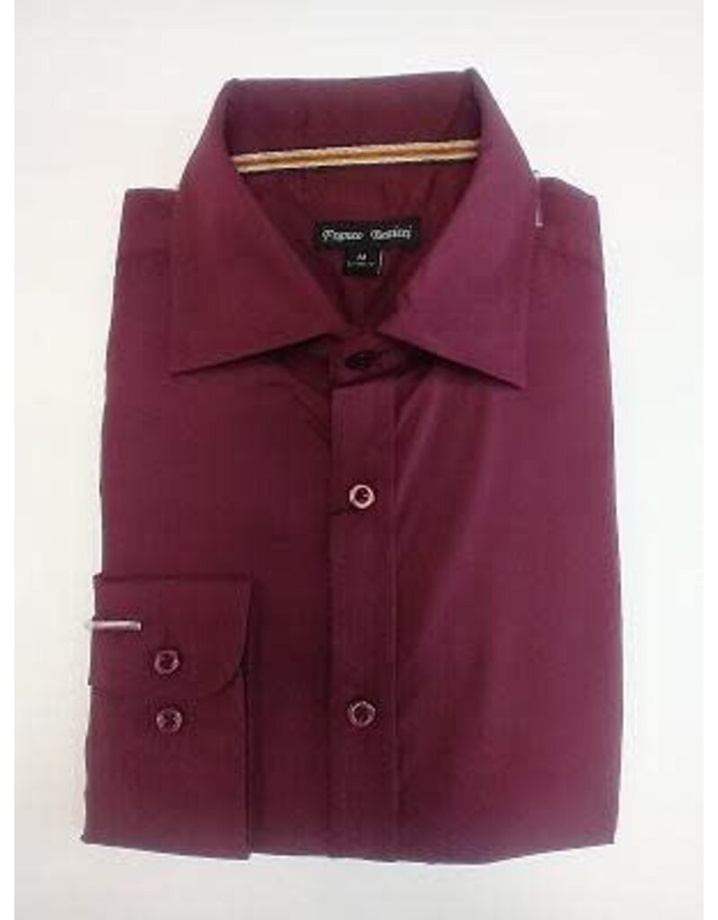 Solid Burgundy Men's Long Sleeves Dress Shirt - Boutique 23