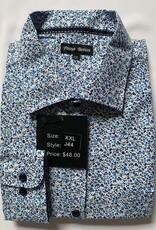 Blue Floral Men's Long Sleeves Dress Shirt