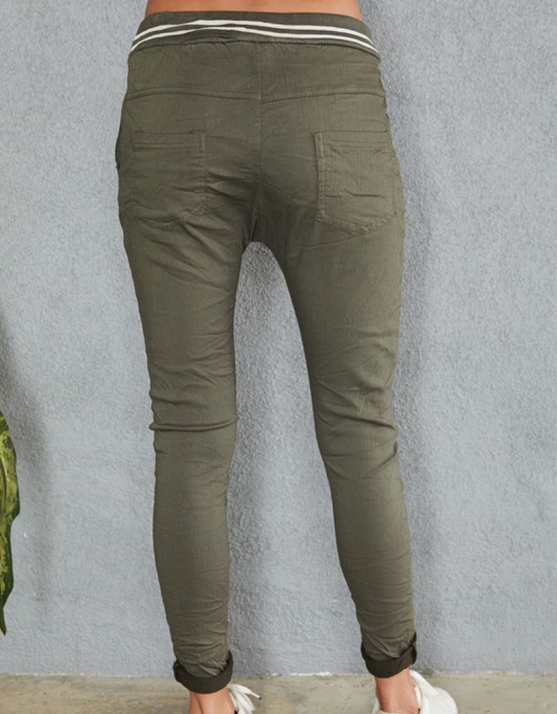 Amy Textured Joggers - Army Green