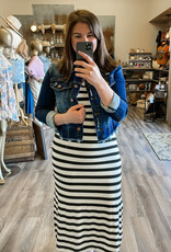 Iyla Striped T Shirt Dress - Black/Tan