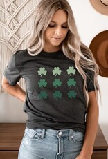 Retro Clover Grid Graphic Tee - Heather Charcoal