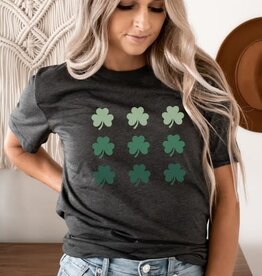 Retro Clover Grid Graphic Tee - Heather Charcoal