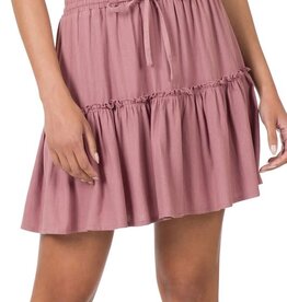 Soft Linen Drawstring Ruffle Mini Skirt - Lt Rose