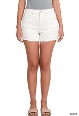 Raw Hem Denim Shorts - White