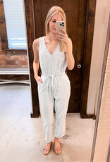 Pocketed Chambray Sleeveless Jumpsuit