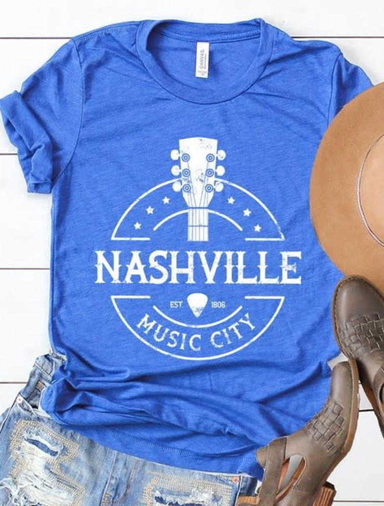 Nashville Music City Graphic Tee - Royal Blue