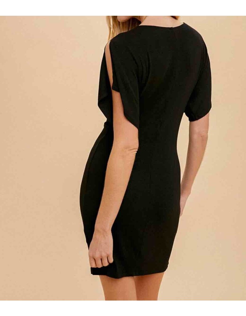 Kensley Ribbed Mini Dress - Black