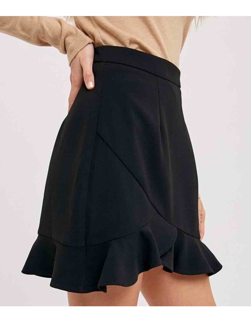Lena Ruffle Hem Skirt - Black