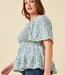 Curvy Square Neck Floral Smocked Top