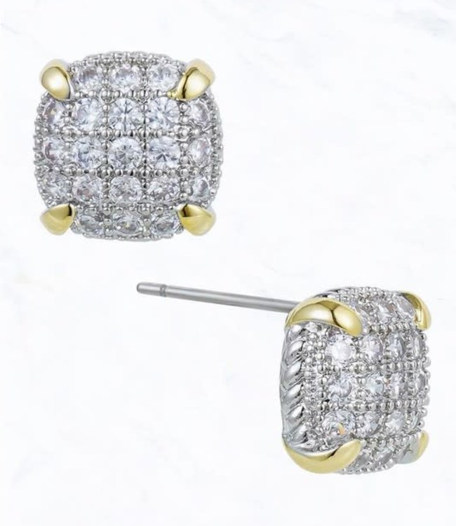 Clear Cubic Zirconia Pave Post Earrings