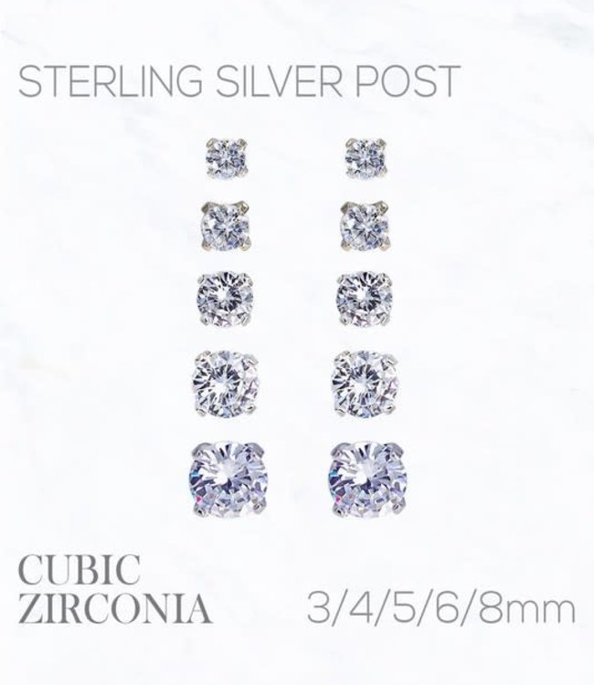 Cubic Zirconia Round 5pair Earrings
