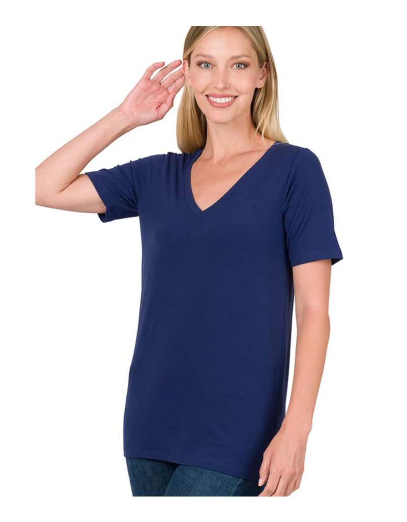 Short Sleeve V-Neck Tee - Lt. Navy