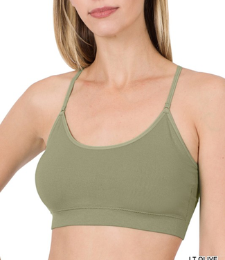 Zenana Outfitters Seamless Triple Criss Cross Bralette Removable Bra Pad  Sport Crop Top Caged