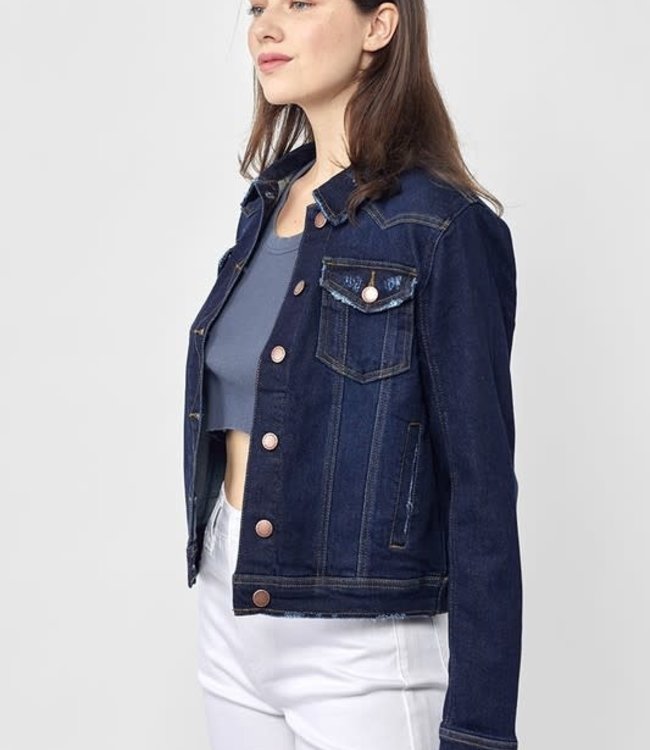 Classic Vintage Denim Jacket - Solid Dark - Boutique 23