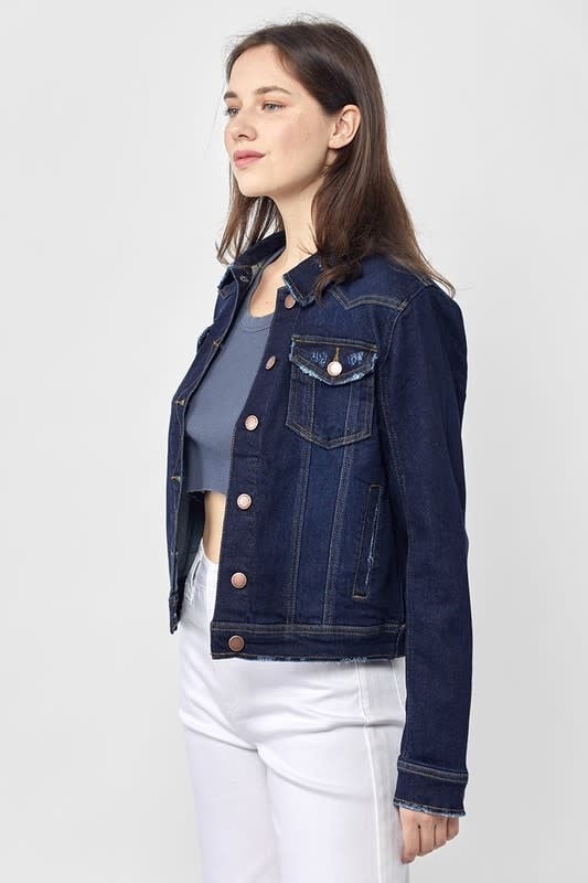 Classic Vintage Denim Jacket - Solid Dark - Boutique 23