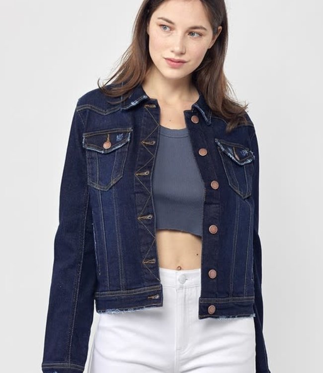 Classic Vintage Denim Jacket - Solid Dark - Boutique 23