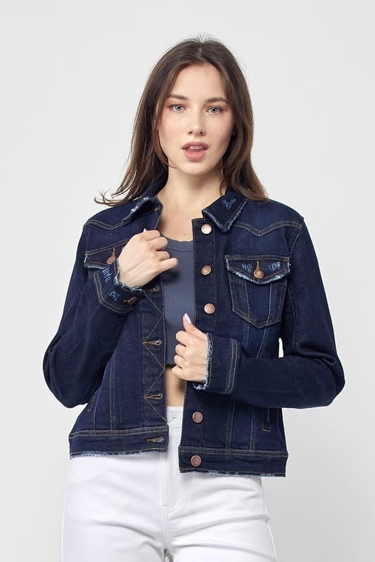 Classic Vintage Denim Jacket - Solid Dark - Boutique 23