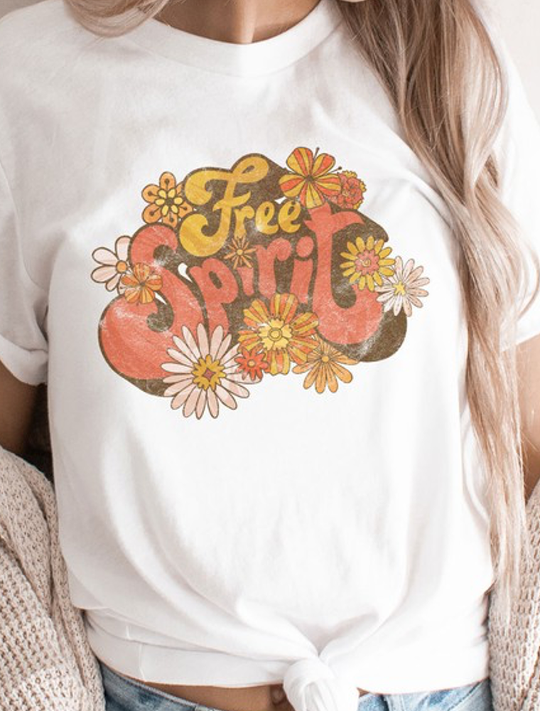 Groovy Free Spirit Graphic Tee - White
