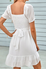 Chiffon Cross Ruffle Dress - White