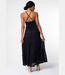 Cross Back Surplice Tiered Lace Maxi Dress - Black