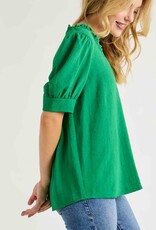 Collins Ruffled V Neck Blouse - Green