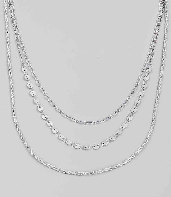 Assoreted Triple Layered Chain Necklace