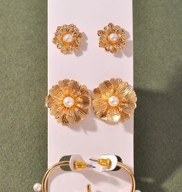 Multi Flower Stone Earrings Set