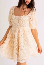 Ronnie Square Neck Floral Dress - Cream