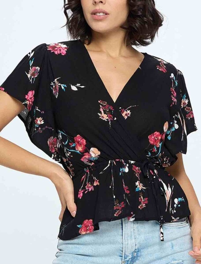 Elaina Floral Blouse - Black